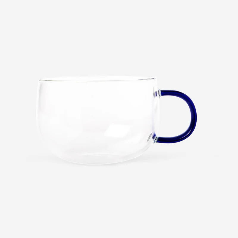 Designer Collection - Glass mug with blue handle - 350 ml