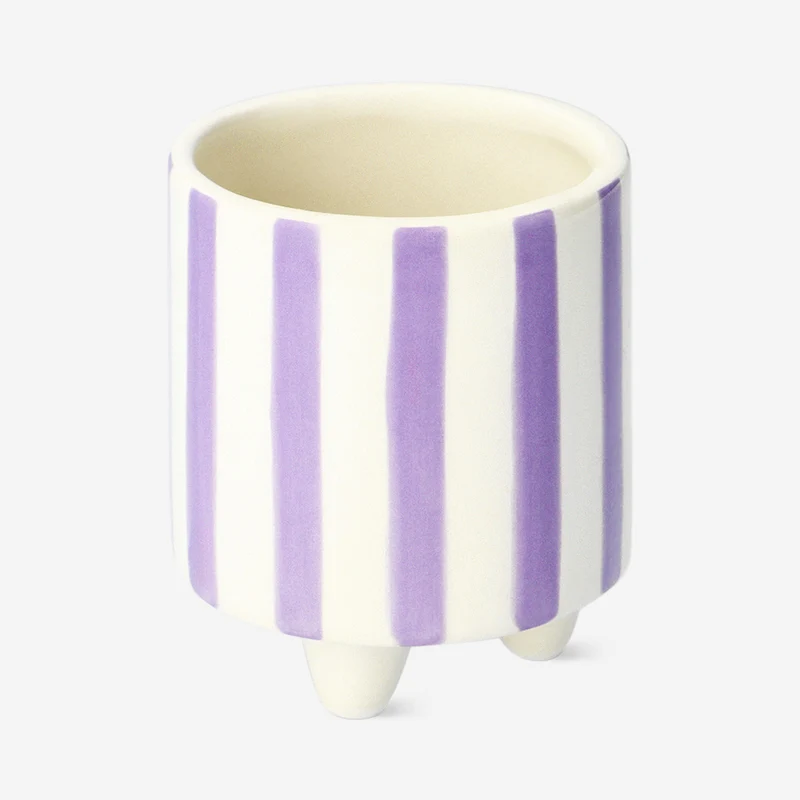 Flowerpot with lilac stripes - 9 cm