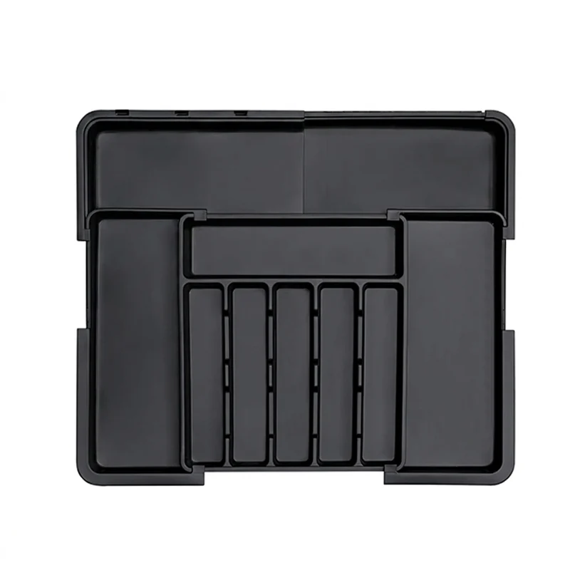 Adjustable Cutlery Drawer Organiser – Expandable Utensil Tray (Black)