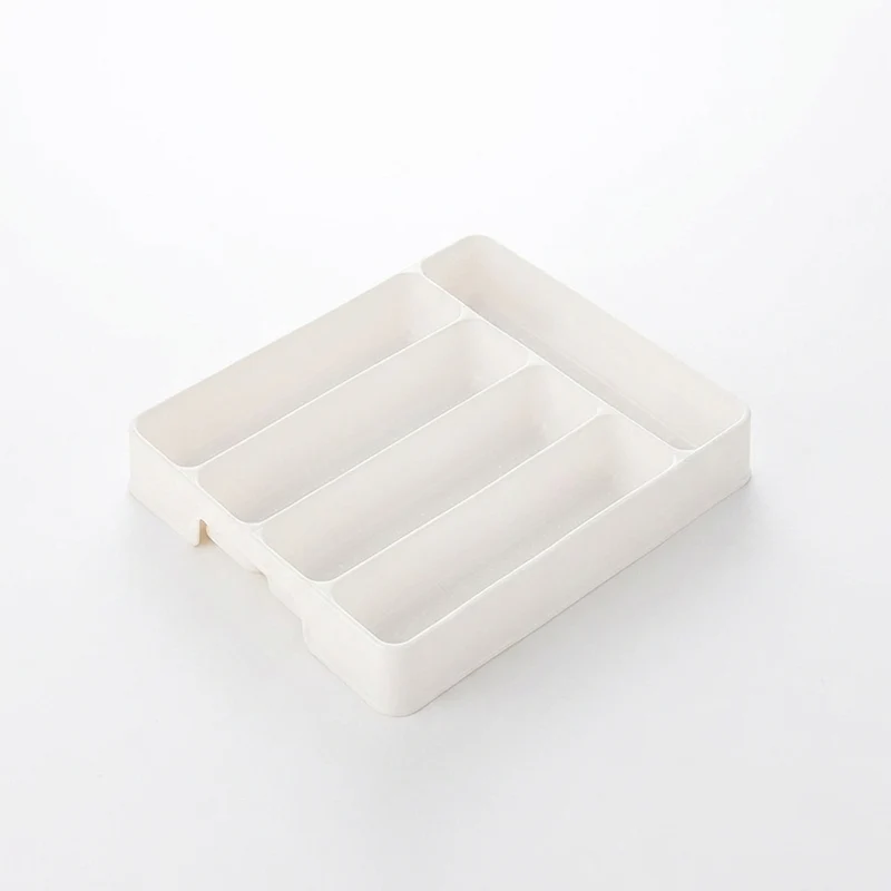 4 or 5-Compartment Cutlery Drawer Organiser – PP Tray, Easy Clean (White)