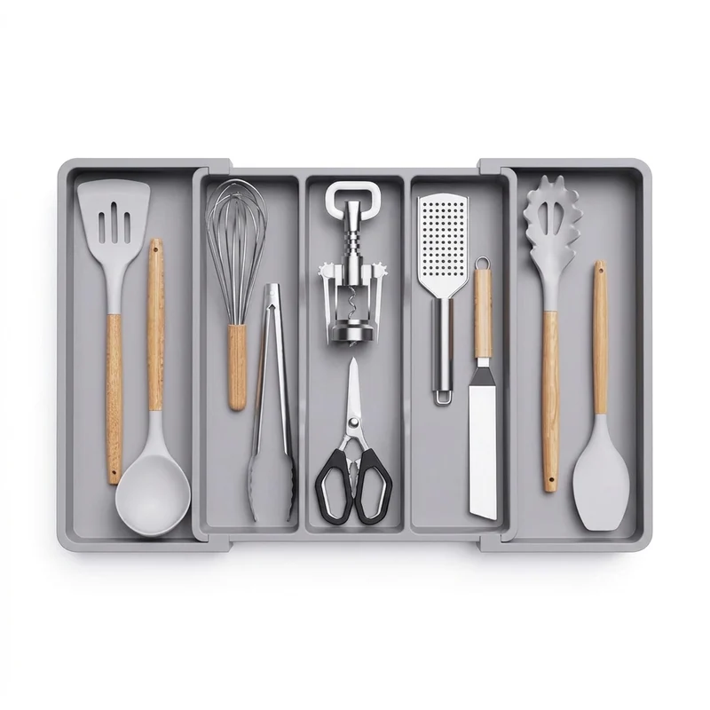 Expandable Utensil Tray — Adjustable Cutlery Organiser for Kitchen Drawers