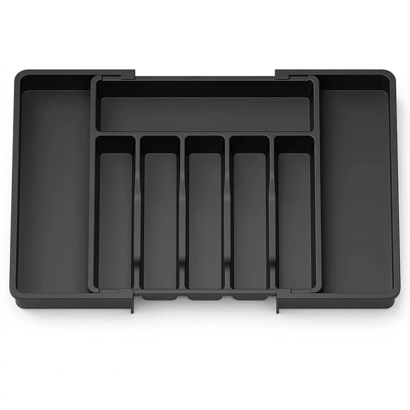 Adjustable Cutlery Drawer Organiser – Expandable Plastic Tray with Dividers
