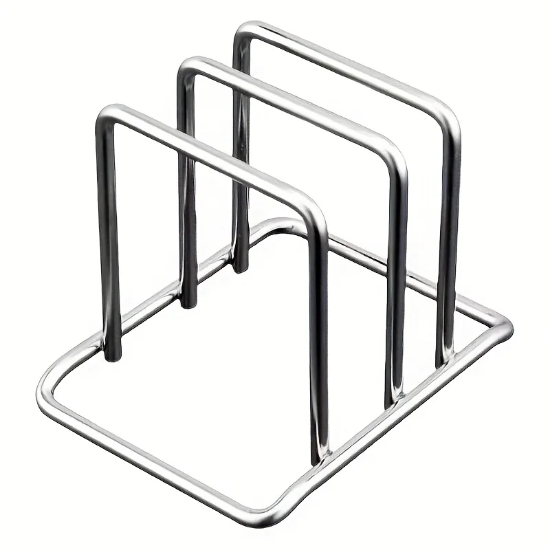 Stainless Steel Space-Saving Pot Lid & Cutting Board Rack - Heavy-Duty Countertop Organiser (1pc)