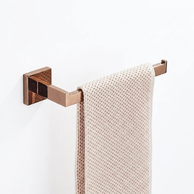 Rose Gold Bathroom Hardware Set — Stainless Steel Towel Rail, Toilet Paper Holder & Hook