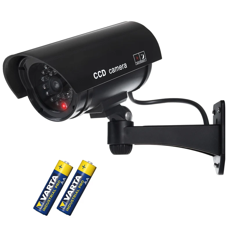 Telecamera fittizia con LED lampeggiante IR1100 B IR esterno + 2x batterie Varta Industrial AA