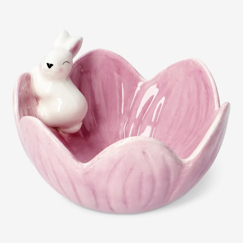 Flower bowl with white bunny - 12 cm