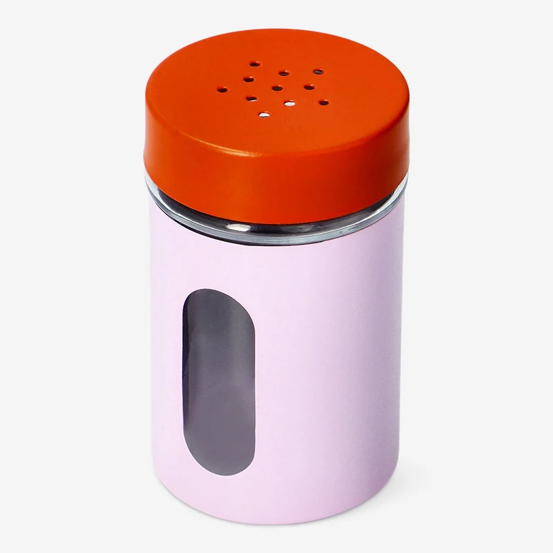 Salt and pepper shaker in pink and orange