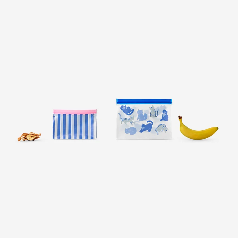 Grip seal bags with cats and stripes print - 2 pcs
