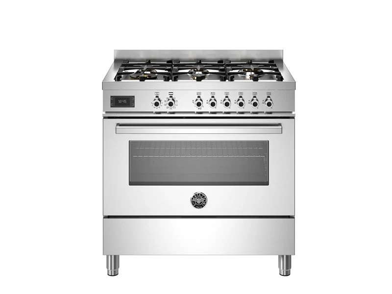 Ⓜ️🔵🔵🔵 BERTAZZONI PRO96L1EXT2 - Cucina, Piano cottura a gas, 90 cm, 6 Fuochi, Serie Professional, Acciaio Inox, Forno elettrico, Nuova classe A