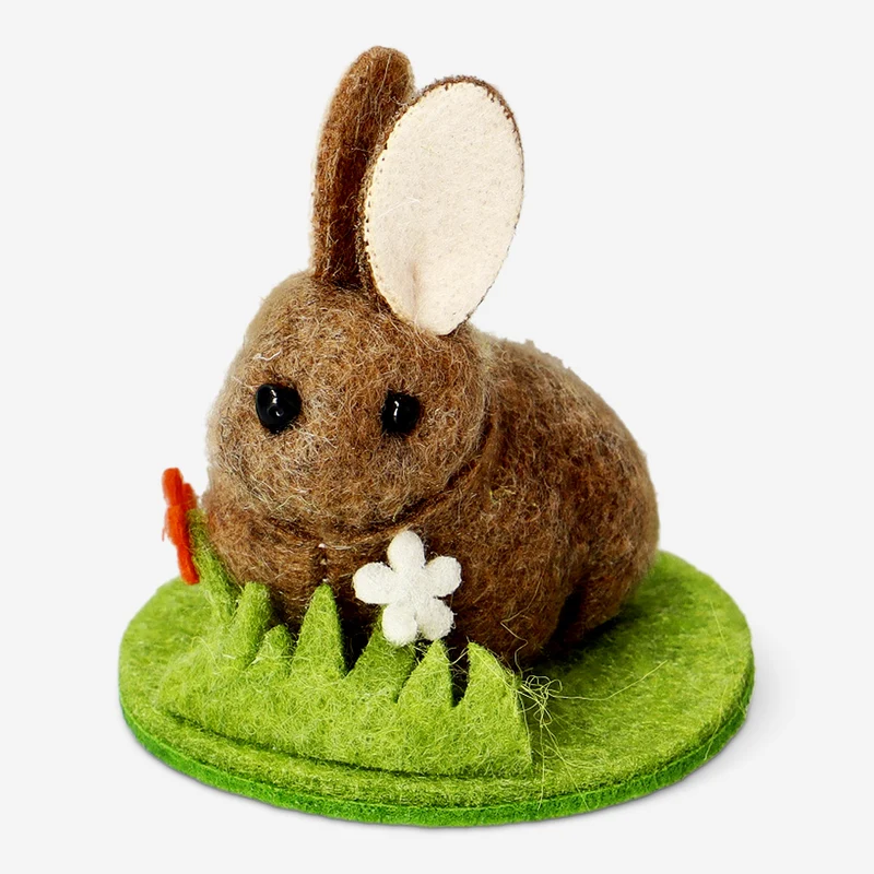 Decorative brown felt Easter bunny