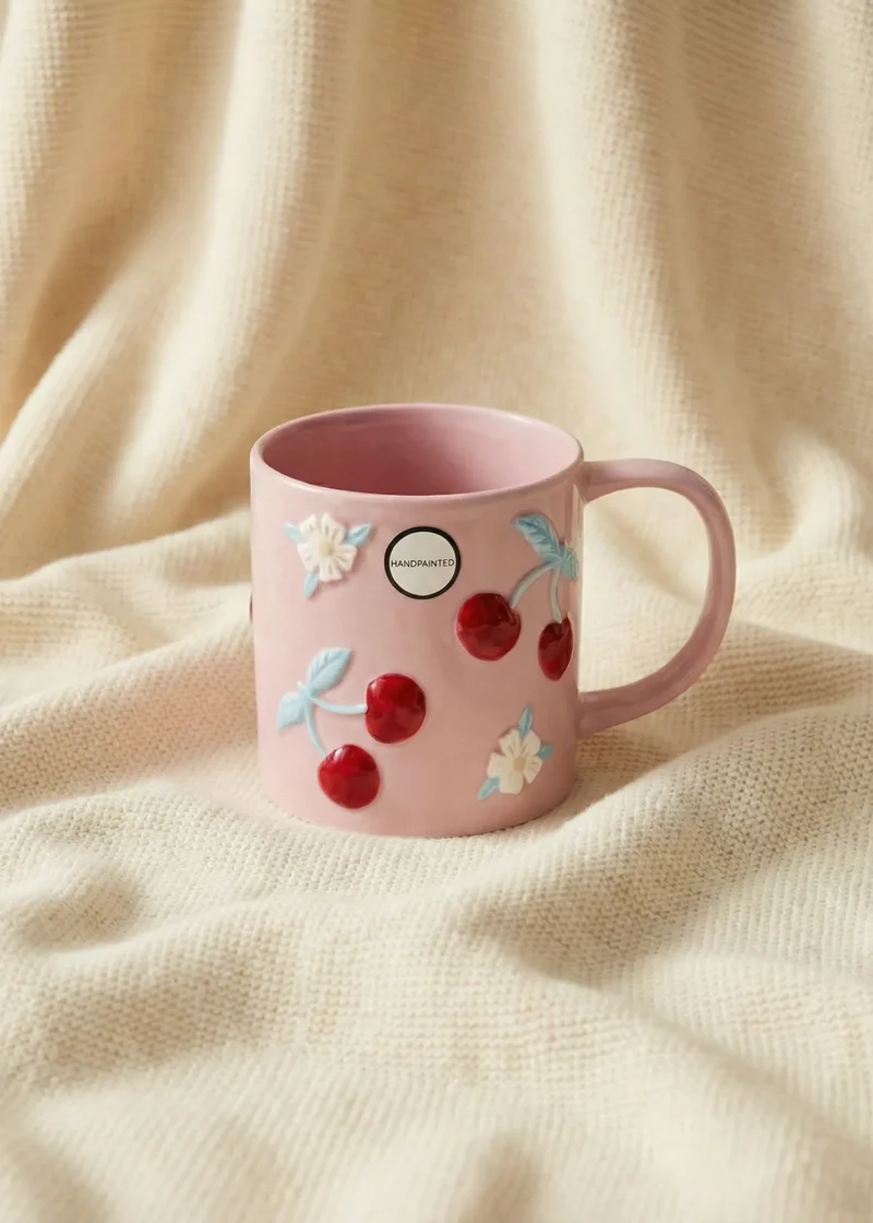Pink mug with cherries - 350 ml