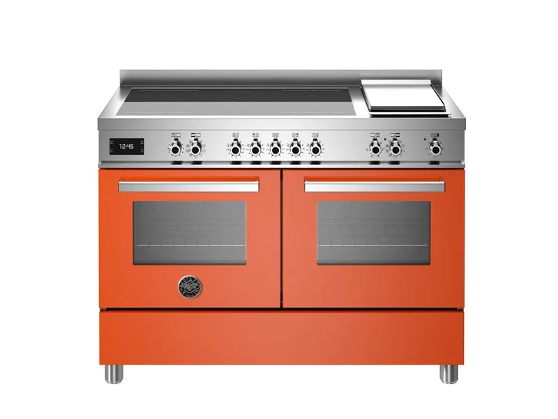 Ⓜ️🔵🔵🔵 BERTAZZONI PRO125I2EART - Cucina, Piano cottura induzione, Serie Professional, Arancione, 120 cm, 5 zone a induzione (2 zone flex), Piastra, Doppio forno elettrico, Nuova classe A