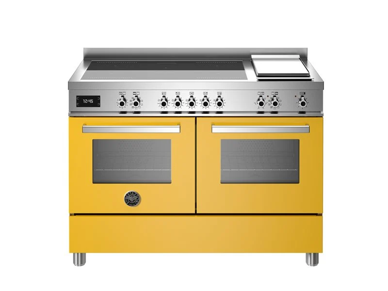Ⓜ️🔵🔵🔵 BERTAZZONI PRO125I2EGIT - Cucina, Piano cottura induzione, Serie Professional, Giallo, 120 cm, 5 zone a induzione (2 zone flex), Piastra, Doppio forno elettrico, Nuova classe A