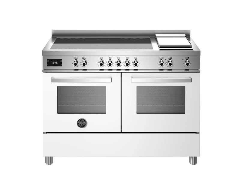 Ⓜ️🔵🔵🔵 BERTAZZONI PRO125I2EBIT - Cucina, Piano cottura Induzione, Serie Professional, Bianco, 120 cm, 5 zone a induzione (2 zone flex), Piastra, Doppio forno elettrico, Nuova classe A