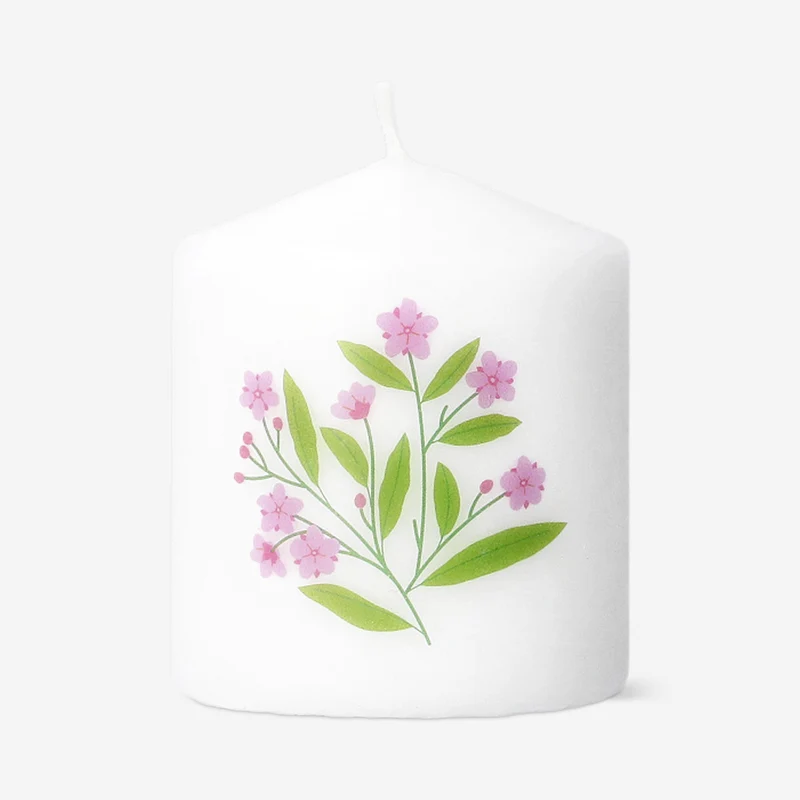 Pillar candle with flower - 8 cm
