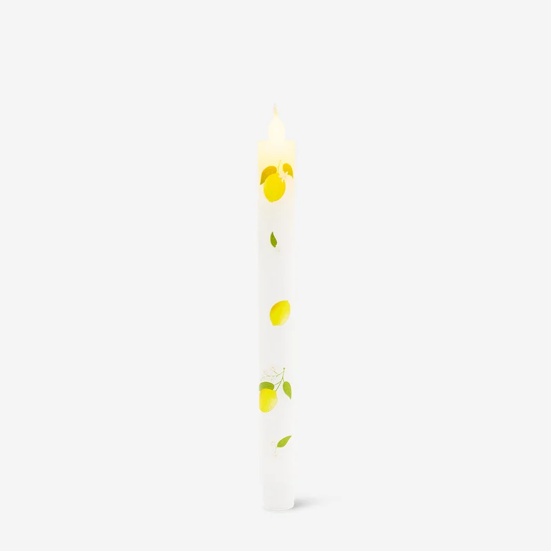 LED dinner candle with lemon print - 24 cm