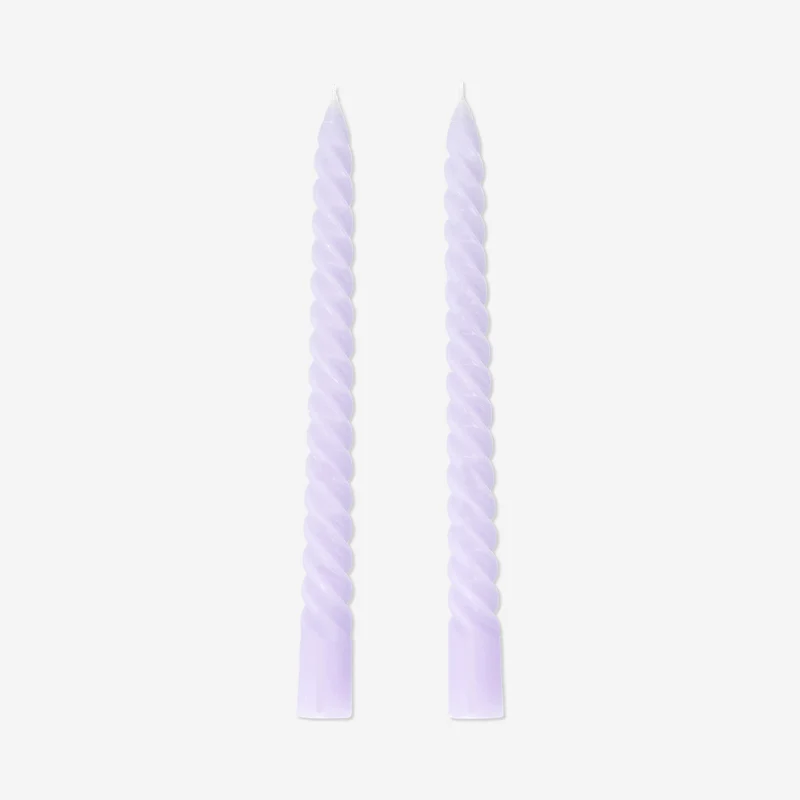 Twisted purple dinner candles - 4 pcs