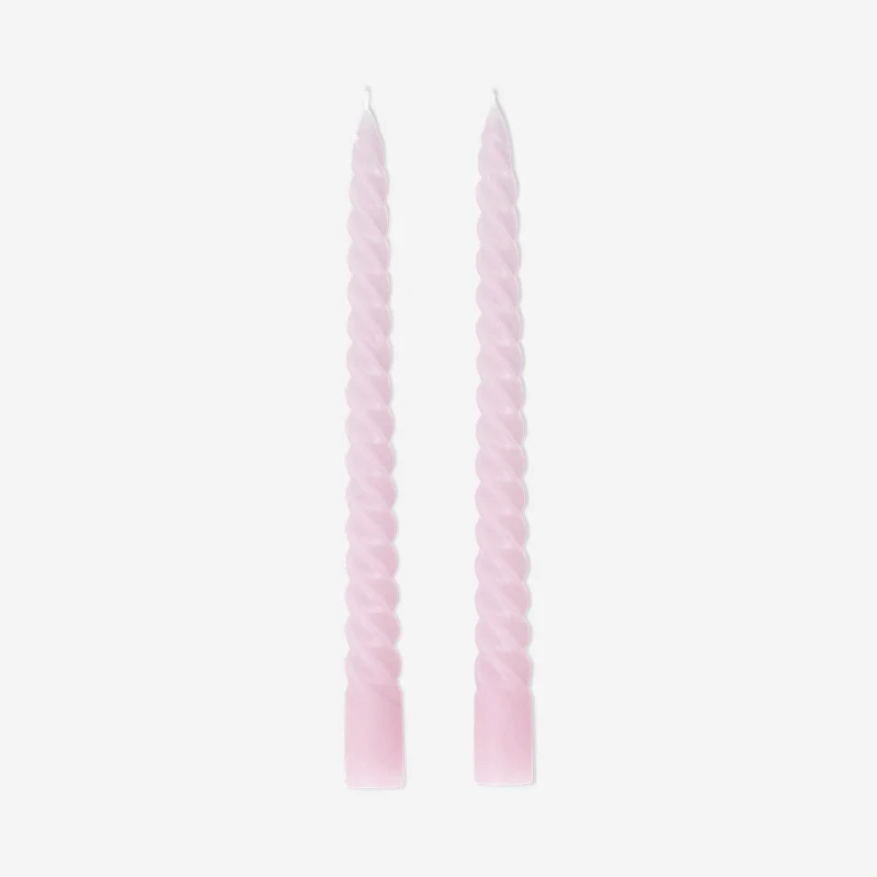 Twisted pink dinner candles - 4 pcs