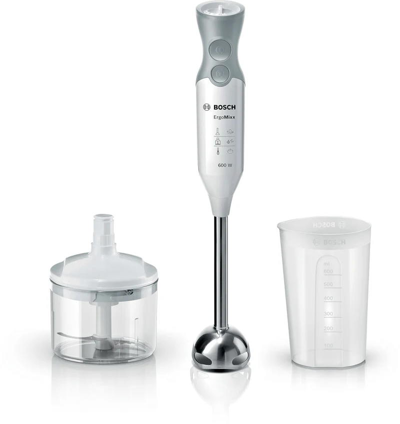 Bosch Elettrodomestici ErgomMixx Mixer a Immersione, Frullatore, 600 W, 70 Decibel, Plastica, 12 velocità, Bianco
