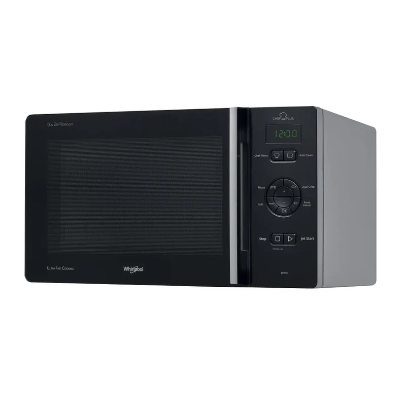 Ⓜ️🔵🔵🔵 Whirlpool MCP 345 SL - Forno a Microonde con grill, nero e argento, funzione AUTO CLEAN e CRISP, elettronico, 25 litri, potenza 800W