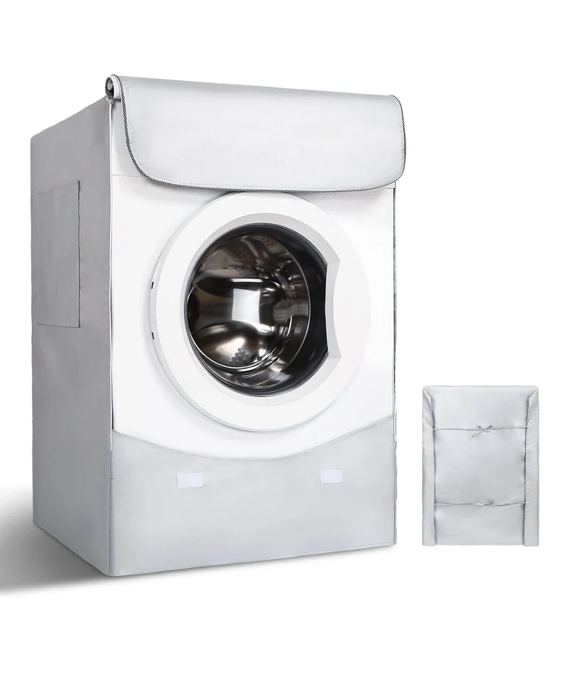 Copertura Lavatrice per Esterno - HAUSPROFI Coprilavatrice di Spessore Migliore per Lavatrici e Asciugatrice - Coperchio Lavatrice Impermeabile con Protezione Solare Argentati - 60 * 64 * 85 CM