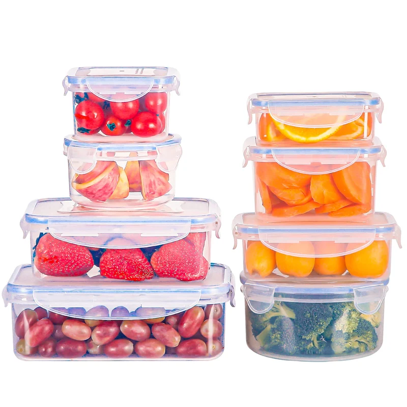 Contenitori Ermetici per Alimenti [8 Pezzi], Contenitori di Plastica Riutilizzabili, Senza BPA Contenitori Alimenti, 100% a Prova di Perdite, Lavastoviglie, Congelatore e Microonde, 0.24-1.5 L