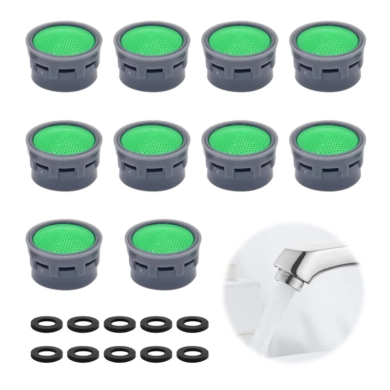 Confezione da 10 aeratori per rubinetti con guarnizione da 10 pezzi, limitatore rubinetto, accessori da bagno, inserti filtranti, pezzi di ricambio per rubinetto, adatto per bagno, cucina