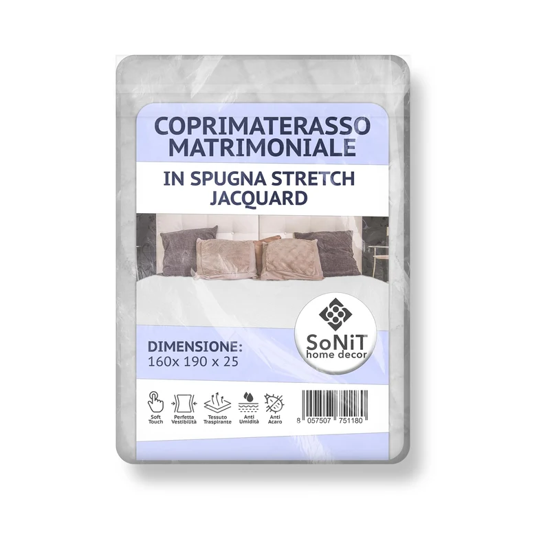 Coprimaterasso Matrimoniale 160x190 - Coprimaterasso 160x190 - Copri Materasso Matrimoniale - Elasticizzato - Spugna Stretch Jacquard