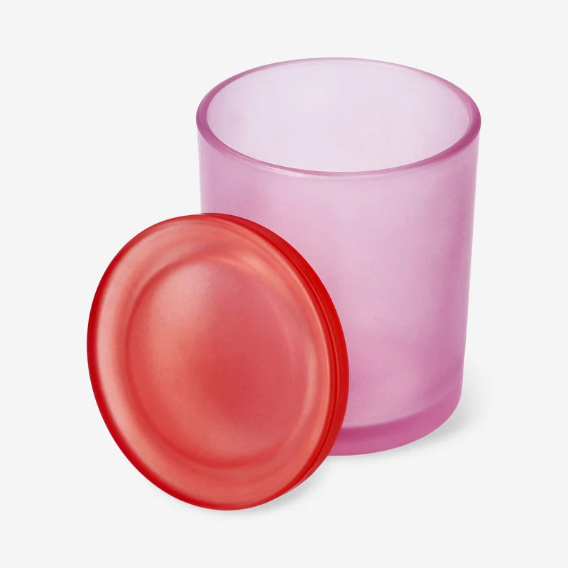 Frosted pink glass decorative jar