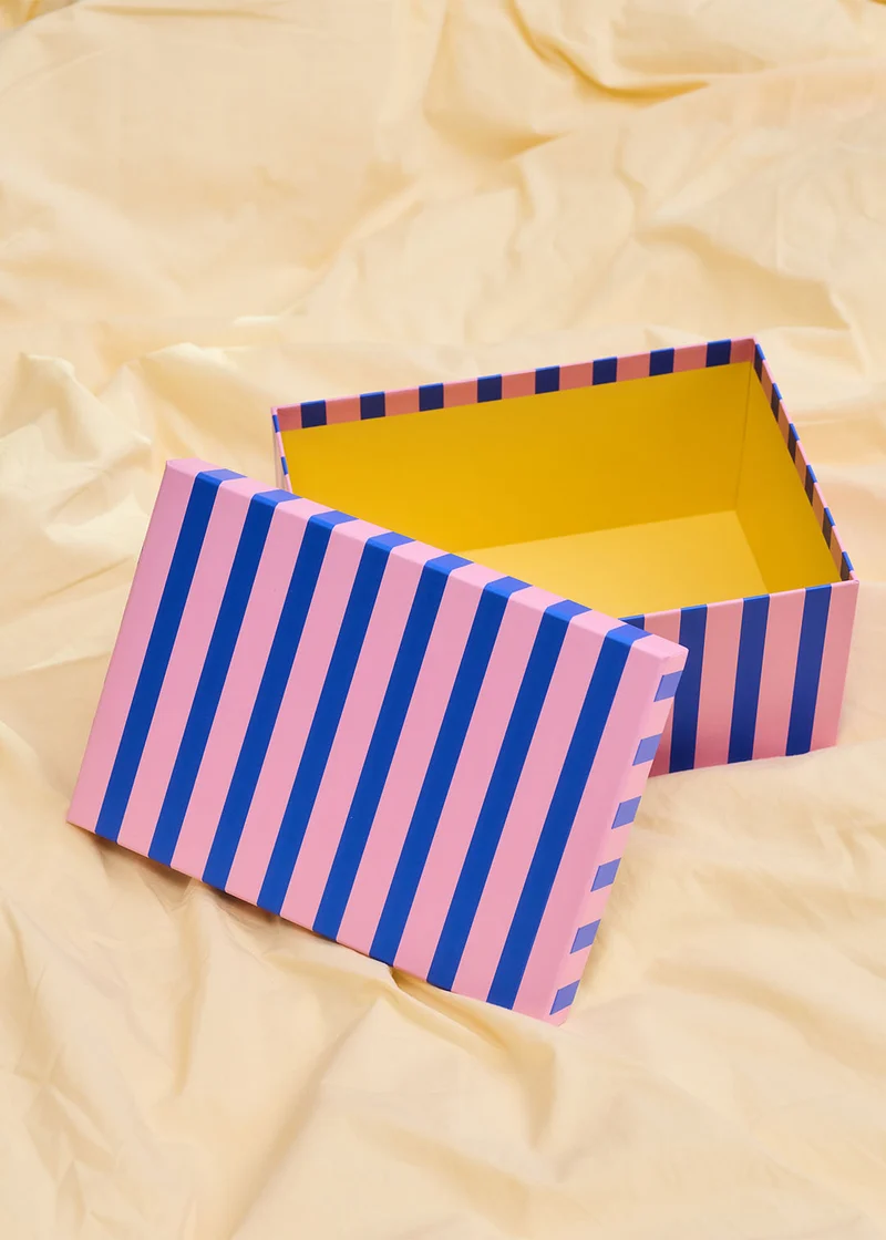 Paper storage box with blue stripes - 24 cm