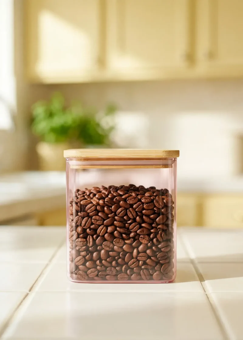 Designer Collection - Pink glass storage container with lid - 1,1 L