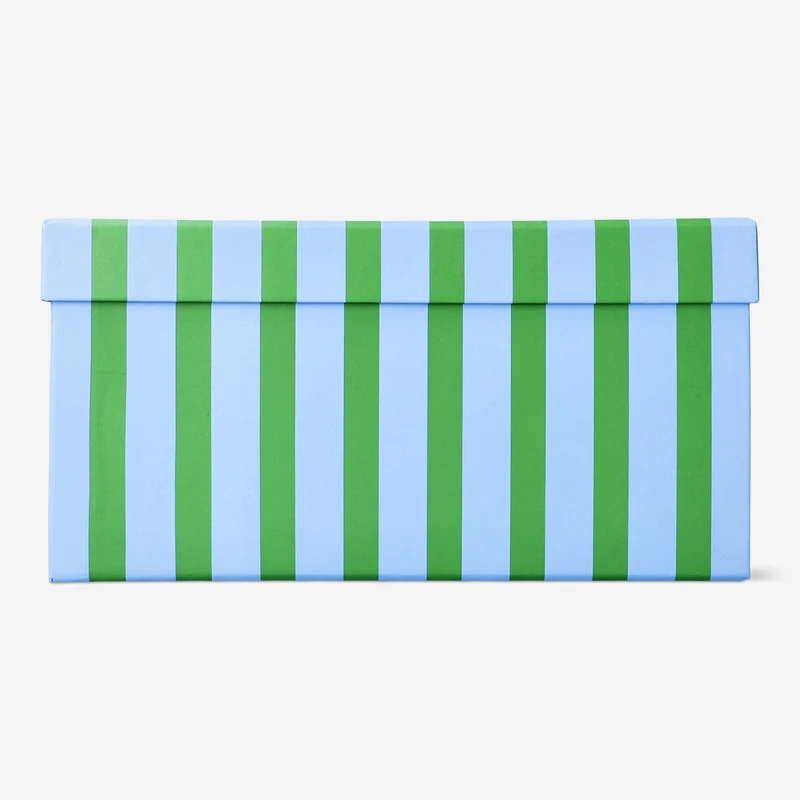 Paper storage box with green stripes - 24 cm