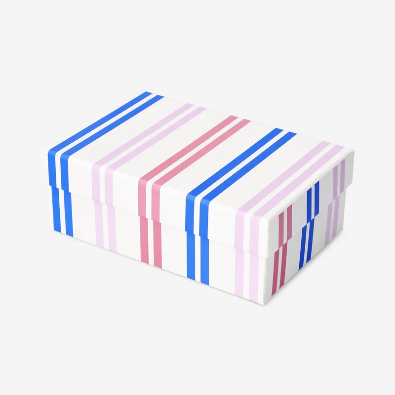 Striped paper storage box - 11x17 cm