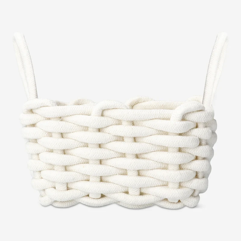White braided rope basket - 18 cm