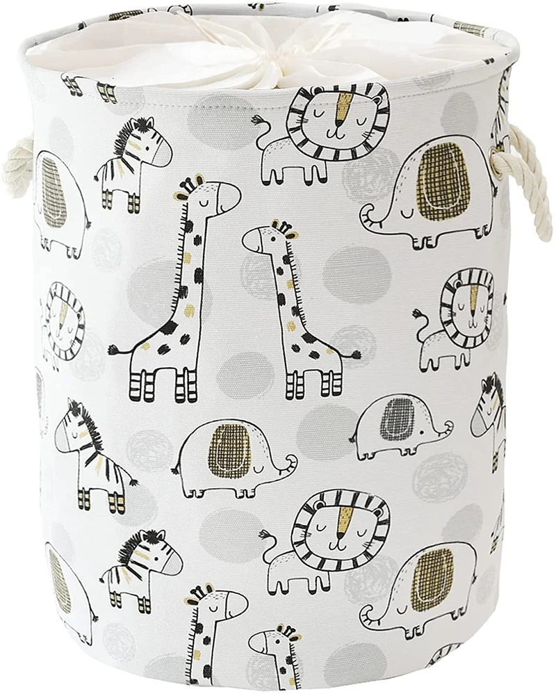 Ceste per la Biancheria 58L Très Grand Cesto Giochi Bambini, Animaux Safari Pliable Contenitore Bancheria Sporca Cesta Porta Giochi avec Chiusura con Coulisse per Asilo Nido Camera dei Bambini