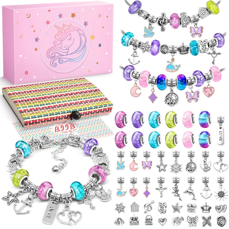 BIIB Regalo Bambina 5 6 7 8 9 10 Anni, Kit Braccialetti Fai Da Te Bambina, Giochi Bambina 5-12 Anni Femmina, Idee Regalo Natale Originali, Crea Braccialetti Bambina, Regalo Compleanno Ragazza