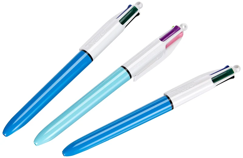 BIC 4Colori Fun, Penne a Sfera Multicolore a Scatto, Inchiostri Classici e Pastello, 3 Unità, Cancelleria Scuola, Università e Ufficio