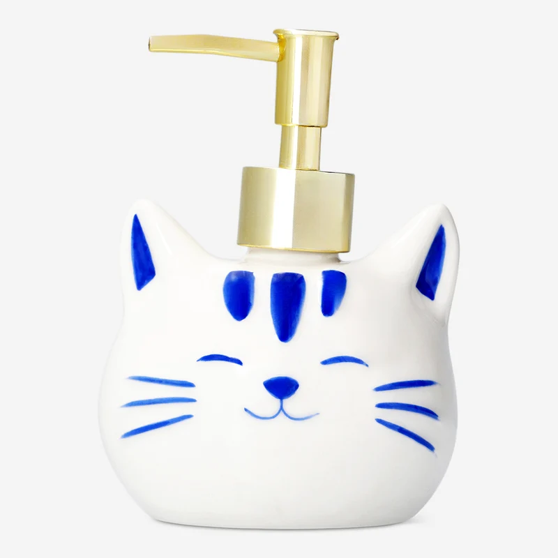 Cat soap dispenser with gold pump