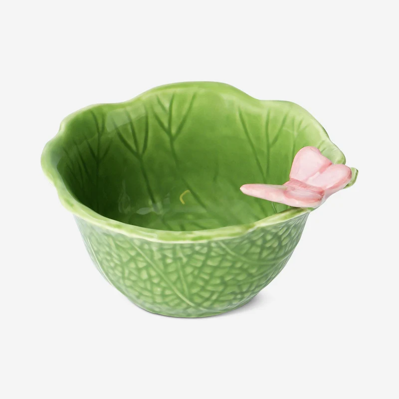 Green leaf bowl with butterfly - 16 cm