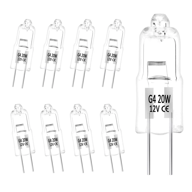 UKOFEW Lampadine Alogene G4，Lampadina G4, 20W 12V，2800k Luce Bianca Calda Lampadine Alogene a Capsule Lampadine，per Luci di Segnalazione e Iluminazione da Cucina, 10 Pezzi