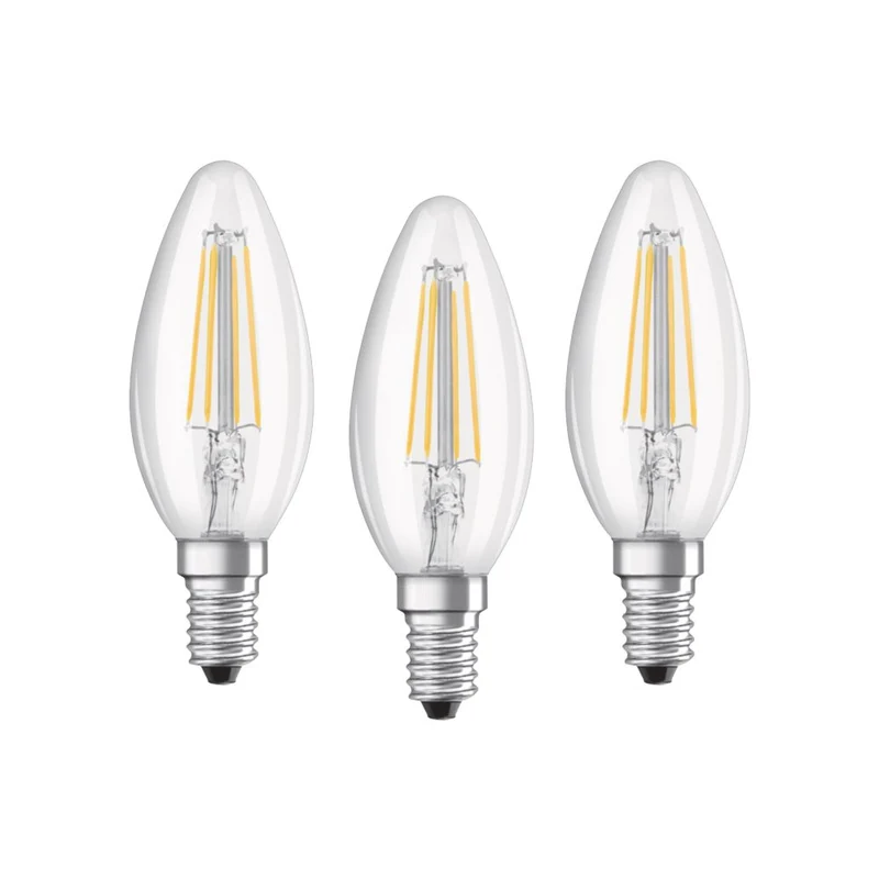Osram Lampadine LED Candela, 4W Equivalenti 40W, Attacco E14, Luce Calda 2700K, Confezione da 3