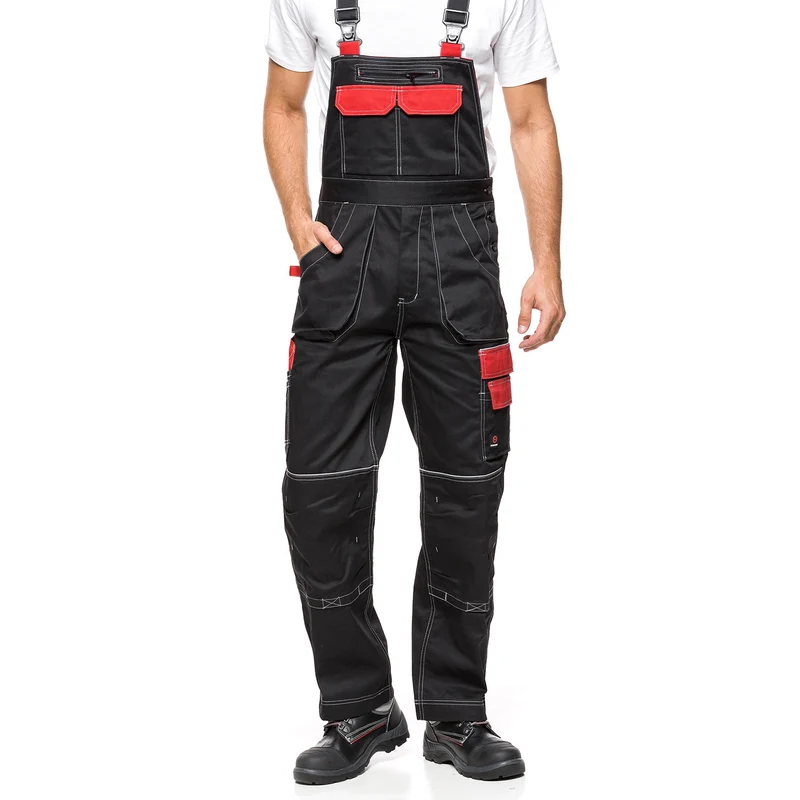 PANTALONE CON SALOPETTE HELIOS NERO E ROSSO Taglia 54 (98-103)
