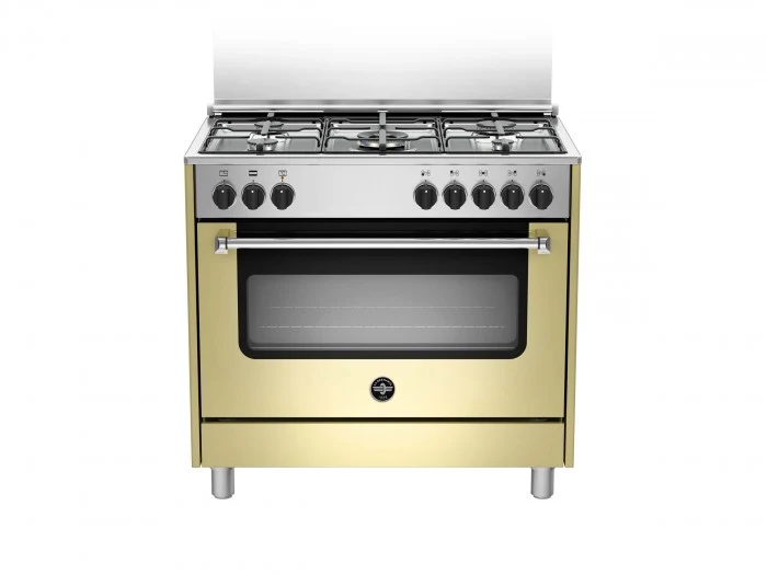 Ⓜ️🔵🔵🔵👌 BERTAZZONI LA GERMANIA AMN965ECRV - Cucina 5 fuochi gas, forno elettrico, 90x60 cm, CREMA , serie Americana, Classe A