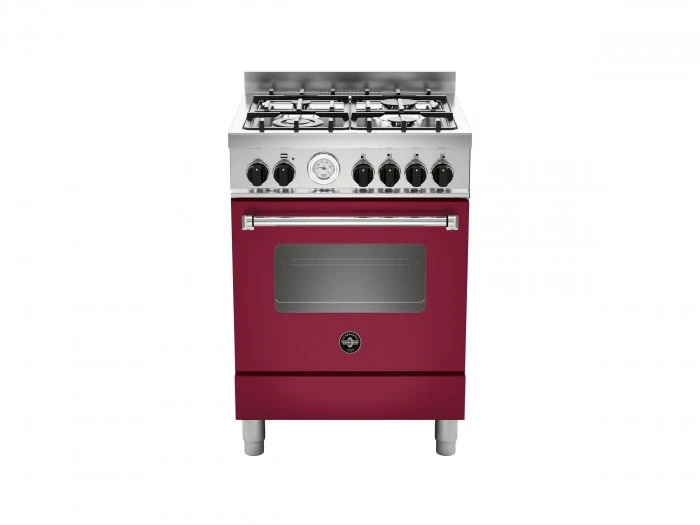 Ⓜ️🔵🔵🔵 LA GERMANIA AMN664GVIT - Cucina, 4 Fuochi Gas, Forno a Gas Singolo, 60x60 cm, Vino Opaco, Serie Americana, Nuova Classe A+