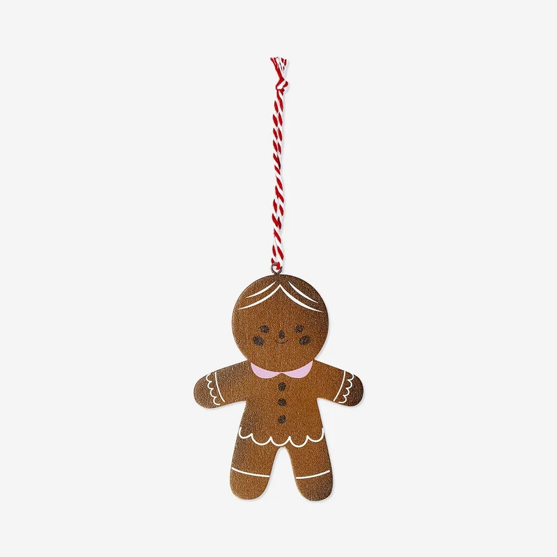Hanging ornament - Wooden gingerbread man