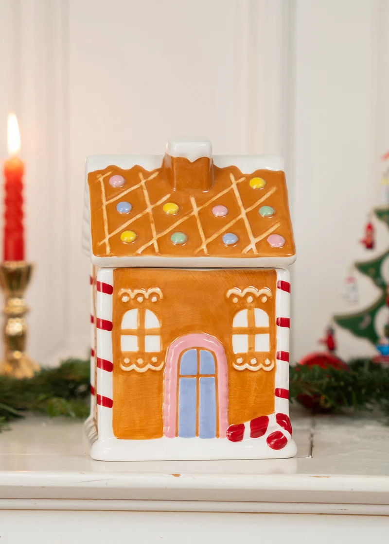 Gingerbread house storage jar - 15 cm
