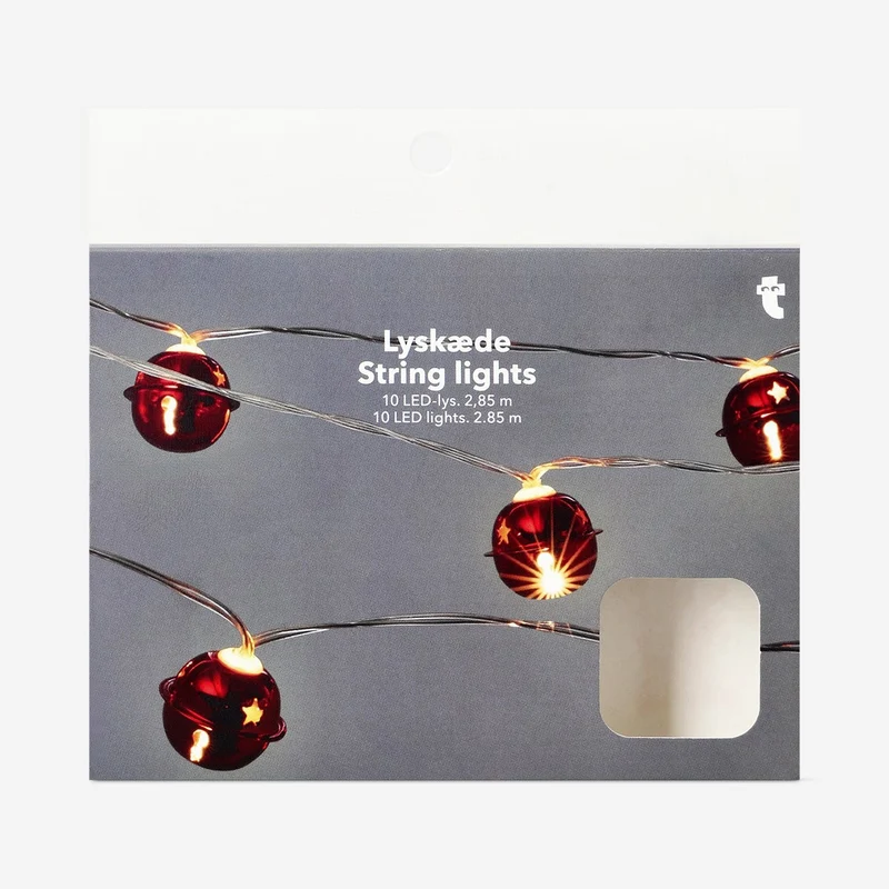String lights with red bells - 285 cm