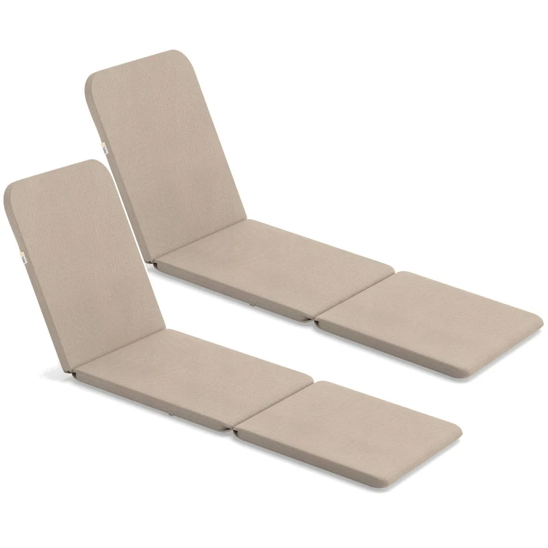 Cuscino per sdraio Jaipur, colore beige, tessuto S-550 melange, dimensioni 190x60 cm, due sistemi di fissaggio, impermeabile, lavabile interamente, melange S-21, 2 pezzi