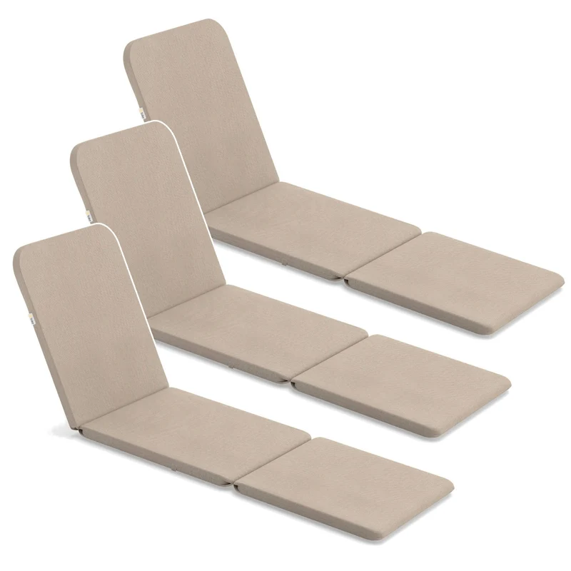 Cuscino per sdraio Jaipur, colore beige, tessuto S-550 melange, dimensioni 190x60 cm, due sistemi di fissaggio, impermeabile, lavabile interamente, melange S-21, 3 pezzi