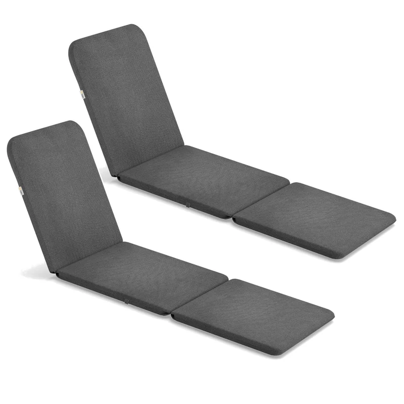 Cuscino per sdraio Jaipur, colore grigio scuro, tessuto S-500, dimensioni 190x60 cm, due sistemi di fissaggio, impermeabile, lavabile nella sua interezza, S-49, 2 pezzi